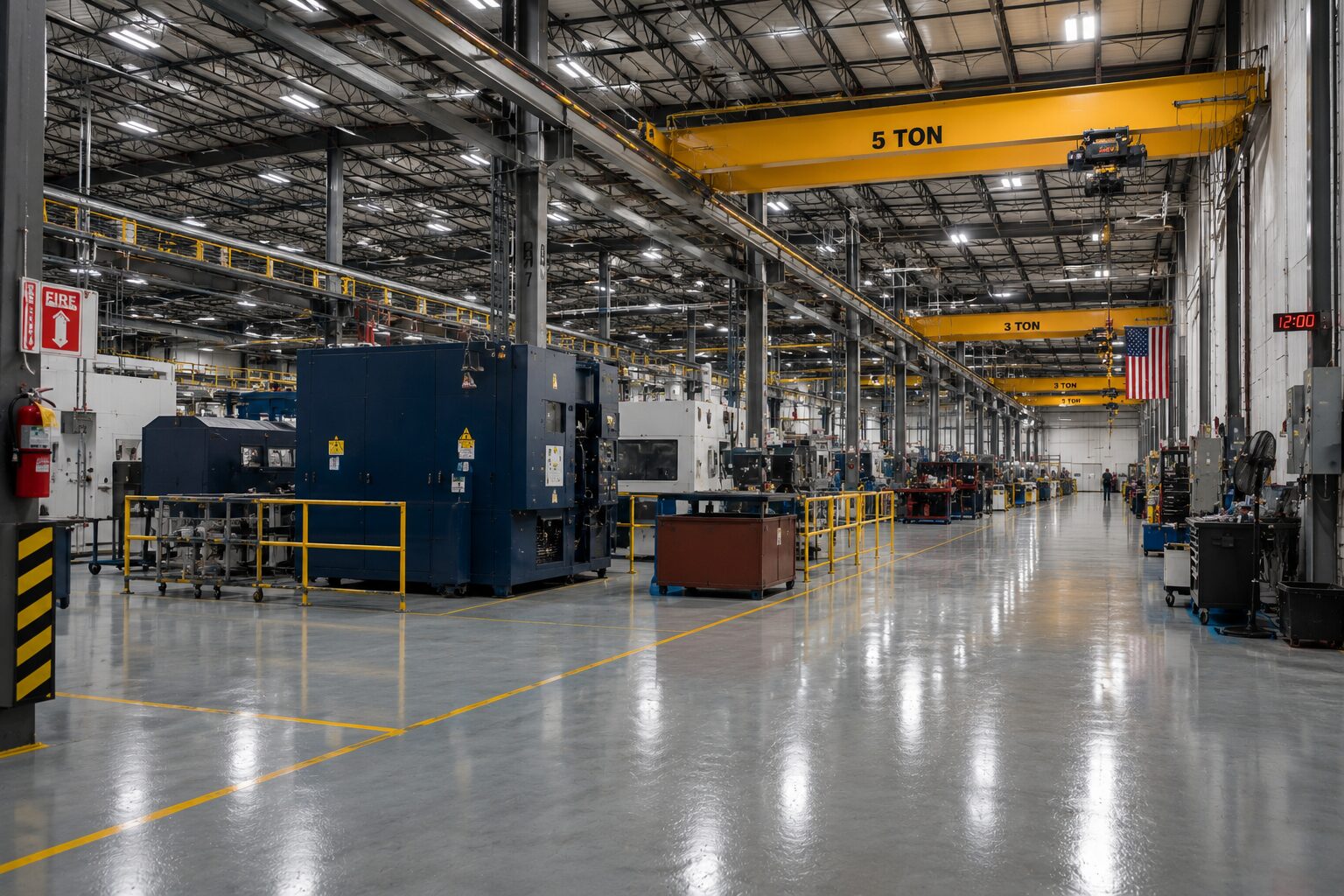 Manufacturing cleaning Atlanta: All 1 Service team performing production area cleaning in a manufacturing facility in Atlanta, Georgia